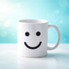 White mug single smile with black logo