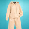 Beige hoodie and sweatpants with white smile