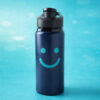 navy bottle with teal smiley face