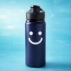 navy bottle with white smiley face