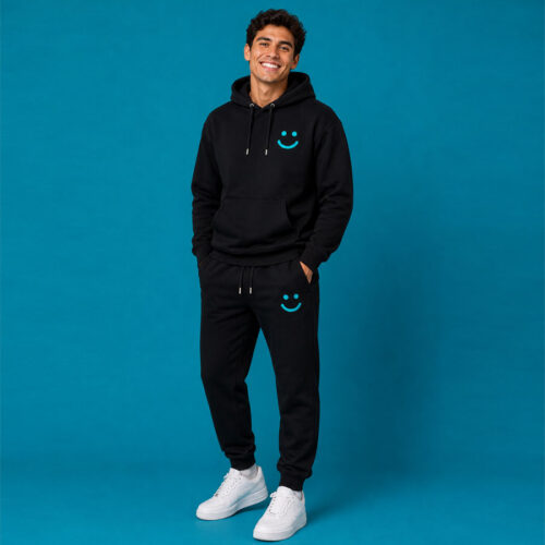 Black Tracksuit with teal logo