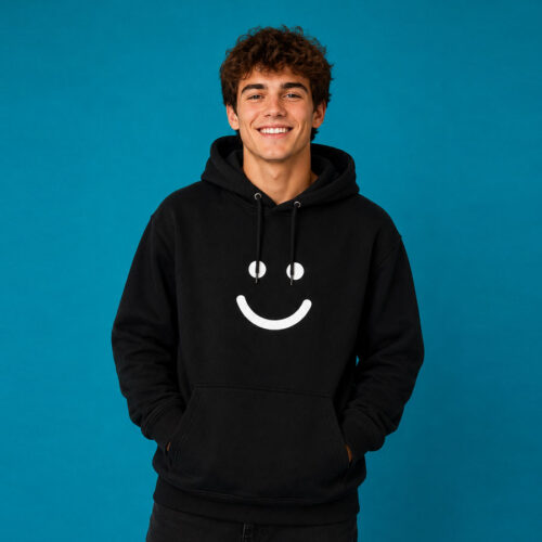 Black hoodie white logo