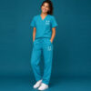 Scrub Female Only Teal with white logo