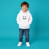 Children white hoodie with-black-logo-at-the-center