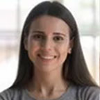 Smiling woman with long dark hair